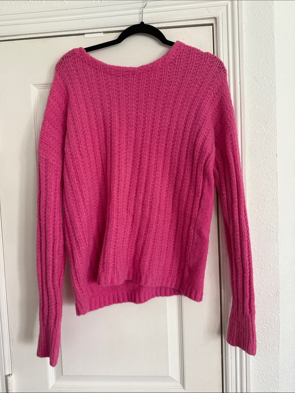 GAP Men's Ribbed Crewneck Sweater in Bright Pink